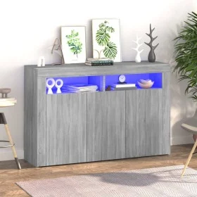 Aparador con luces LED gris Sonoma 115,5x30x75 cm de vidaXL, Aparadores - Ref: Foro24-815733, Precio: 108,54 €, Descuento: %