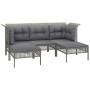 Set de muebles de jardín 5 pzas y cojines ratán sintético gris de vidaXL, Conjuntos de jardín - Ref: Foro24-319664, Precio: 3...