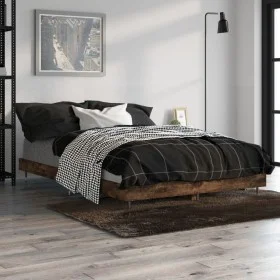 Estructura de cama madera de ingeniería roble ahumado 120x190cm de vidaXL, Camas y somieres - Ref: Foro24-832194, Precio: 95,...