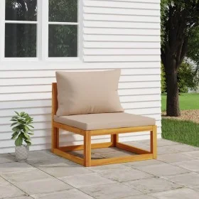 Central garden sofa solid teak wood with cream cushions by vidaXL, Modular outdoor sofas - Ref: Foro24-360005, Price: 117,84 ...