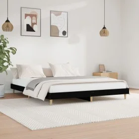 Black engineered wood bed frame 150x200 cm by vidaXL, Beds and slatted bases - Ref: Foro24-832030, Price: 130,04 €, Discount: %