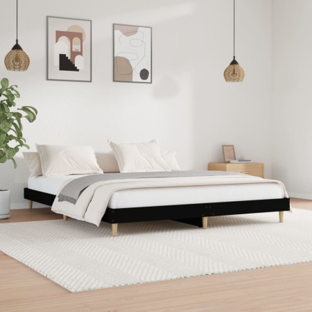Estructura de cama madera de ingeniería negra 150x200 cm de vidaXL, Camas y somieres - Ref: Foro24-832030, Precio: 133,61 €, ...