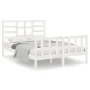 Estructura de cama de madera maciza blanca 140x190 cm de vidaXL, Camas y somieres - Ref: Foro24-3105906, Precio: 137,77 €, De...