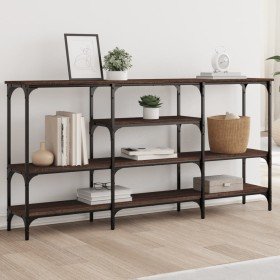 Mesa consola madera de ingeniería marrón roble 160x29x80 cm en Mesas auxiliares | Comprar online en Foru.es