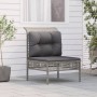 Sofá central de jardín con cojín ratán sintético gris de vidaXL, Conjuntos de jardín - Ref: Foro24-319667, Precio: 71,67 €, D...