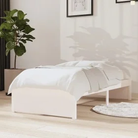 White single solid wood bed frame 75x190 cm by vidaXL, Beds and slatted bases - Ref: Foro24-814910, Price: 65,04 €, Discount: %