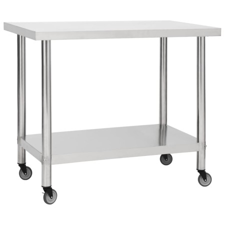 Mesa de trabajo para cocina con ruedas acero inox 80x60x85 cm de vidaXL, Restauración - Ref: Foro24-51636, Precio: 147,98 €, ...