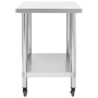 Mesa de trabajo para cocina con ruedas acero inox 80x60x85 cm de vidaXL, Restauración - Ref: Foro24-51636, Precio: 147,98 €, ...
