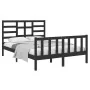 Estructura de cama de madera maciza negra 140x190 cm de vidaXL, Camas y somieres - Ref: Foro24-3105909, Precio: 175,67 €, Des...