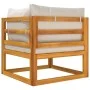 Sofá esquinero modular 2 uds madera acacia y cojines gris claro de vidaXL, Sofás modulares de exterior - Ref: Foro24-360012, ...