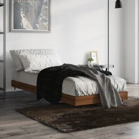 Brown oak engineered wood bed frame 75x190 cm by vidaXL, Beds and slatted bases - Ref: Foro24-832212, Price: 64,44 €, Discoun...