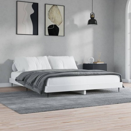 Estructura de cama madera de ingeniería blanca 180x200 cm de vidaXL, Camas y somieres - Ref: Foro24-832221, Precio: 127,45 €,...