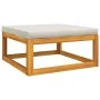 Reposapiés de jardín madera maciza acacia con cojín gris claro de vidaXL, Sofás modulares de exterior - Ref: Foro24-360014, P...