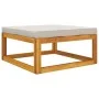 Reposapiés de jardín madera maciza acacia con cojín gris claro de vidaXL, Sofás modulares de exterior - Ref: Foro24-360014, P...