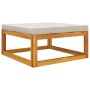 Reposapiés de jardín madera maciza acacia con cojín gris claro de vidaXL, Sofás modulares de exterior - Ref: Foro24-360014, P...