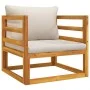 Gartensessel aus massivem Akazienholz mit hellgrauen Kissen von vidaXL, Modulare Sofas für den Außenbereich - Ref: Foro24-360...
