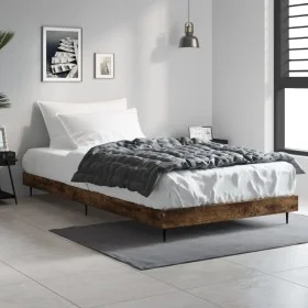 Smoked oak engineered wood bed frame 90x190 cm by vidaXL, Beds and slatted bases - Ref: Foro24-832306, Price: 80,48 €, Discou...