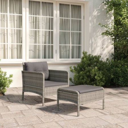 Set de muebles de jardín 2 pzas cojines ratán sintético gris de vidaXL, Conjuntos de jardín - Ref: Foro24-319679, Precio: 126...