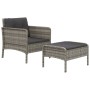 Set de muebles de jardín 2 pzas cojines ratán sintético gris de vidaXL, Conjuntos de jardín - Ref: Foro24-319679, Precio: 126...