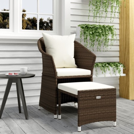 Set muebles de jardín 2 piezas y cojines ratán sintético marrón de vidaXL, Conjuntos de jardín - Ref: Foro24-319683, Precio: ...