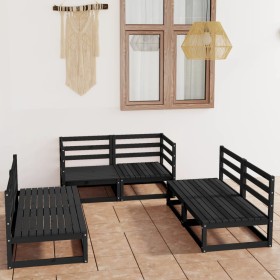 Juego de muebles de jardín 6 piezas negro madera maciza de pino en Conjuntos de jardín | Comprar online en Foru.es