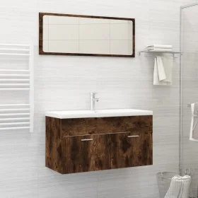 Set de muebles baño 2 pzas madera contrachapada roble ahumado de vidaXL, Muebles de baño - Ref: Foro24-826623, Precio: 59,56 ...