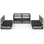 Juego de muebles de jardín 6 piezas negro madera maciza de pino en Conjuntos de jardín | Comprar online en Foru.es