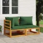 2-teilige Gartensofas mit Kissen aus massivem Akazienholz von vidaXL, Modulare Sofas für den Außenbereich - Ref: Foro24-36001...