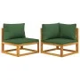 2-teilige Gartensofas mit Kissen aus massivem Akazienholz von vidaXL, Modulare Sofas für den Außenbereich - Ref: Foro24-36001...