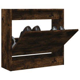 Zapatero de madera de ingeniería roble ahumado 60x21x57 cm en Zapateros y organizadores de calzado | Comprar online en Foru.es