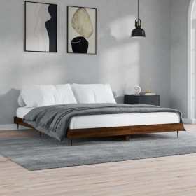 Estructura de cama madera de ingeniería marrón roble 150x200 cm de vidaXL, Camas y somieres - Ref: Foro24-832244, Precio: 129...