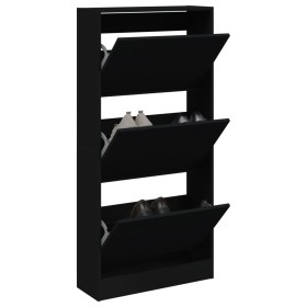 Zapatero de madera de ingeniería negro 60x21x125,5 cm en Zapateros y organizadores de calzado | Comprar online en Foru.es