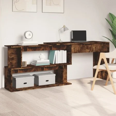 Smoked oak veneer corner desk 200x50x76 cm by vidaXL, Desks - Ref: Foro24-815423, Price: 89,54 €, Discount: %