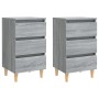 Mesitas de noche 2 uds con patas madera gris Sonoma 40x35x69 cm de vidaXL, Mesitas de noche - Ref: Foro24-813137, Precio: 127...