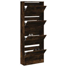 Zapatero de madera de ingeniería roble ahumado 60x21x163,5 cm en Zapateros y organizadores de calzado | Comprar online en Foru.e