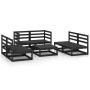 Juego de muebles de jardín 7 piezas negro madera maciza de pino en Conjuntos de jardín | Comprar online en Foru.es
