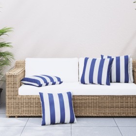 Cojines 4 unidades tela a rayas azul y blanco 60x60 cm de vidaXL, Cojines - Ref: Foro24-360418, Precio: 55,25 €, Descuento: %