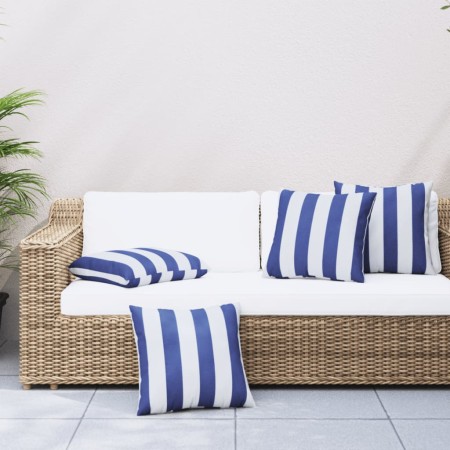 Cojines 4 unidades tela a rayas azul y blanco 60x60 cm de vidaXL, Cojines - Ref: Foro24-360418, Precio: 55,25 €, Descuento: %