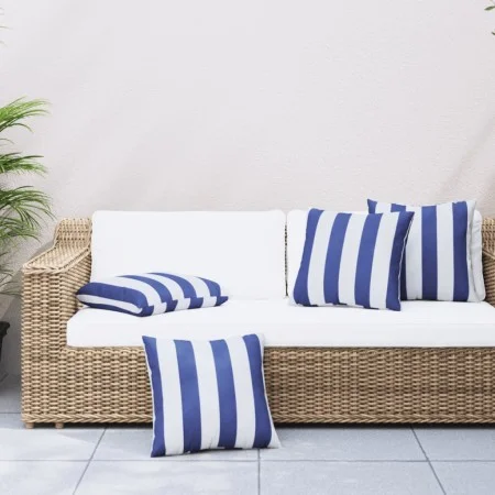 Cojines 4 unidades tela a rayas azul y blanco 60x60 cm de vidaXL, Cojines - Ref: Foro24-360418, Precio: 53,83 €, Descuento: %