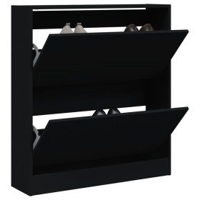 Zapatero de madera de ingeniería negro 80x21x87,5 cm en Zapateros y organizadores de calzado | Comprar online en Foru.es