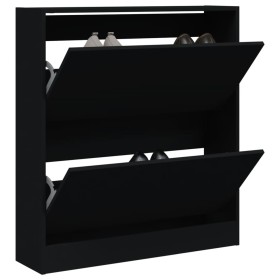 Zapatero de madera de ingeniería negro 80x21x87,5 cm en Zapateros y organizadores de calzado | Comprar online en Foru.es