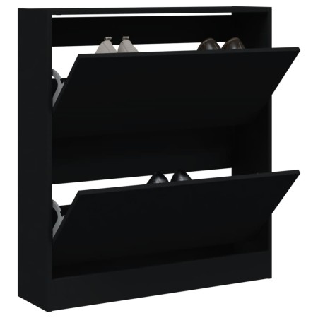 Zapatero de madera de ingeniería negro 80x21x87,5 cm en Zapateros y organizadores de calzado | Comprar online en Foru.es