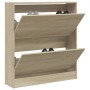 Zapatero de madera de ingeniería roble Sonoma 80x21x87,5 cm en Zapateros y organizadores de calzado | Comprar online en Foru.es