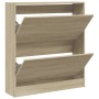 Zapatero de madera de ingeniería roble Sonoma 80x21x87,5 cm en Zapateros y organizadores de calzado | Comprar online en Foru.es