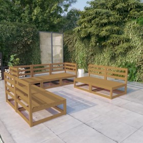 Muebles de jardín 7 piezas marrón miel madera maciza de pino en Conjuntos de jardín | Comprar online en Foru.es