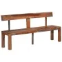 Banco con respaldo madera maciza de acacia gris 160 cm de vidaXL, Bancos de comedor y cocina - Ref: Foro24-353312, Precio: 18...