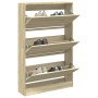 Zapatero de madera de ingeniería roble Sonoma 80x21x125,5 cm en Zapateros y organizadores de calzado | Comprar online en Foru.es