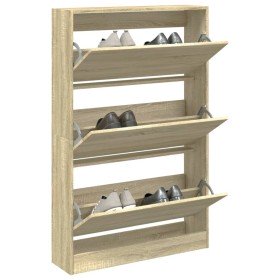 Zapatero de madera de ingeniería roble Sonoma 80x21x125,5 cm en Zapateros y organizadores de calzado | Comprar online en Foru.es