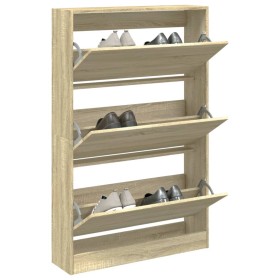 Zapatero de madera de ingeniería roble Sonoma 80x21x125,5 cm en Zapateros y organizadores de calzado | Comprar online en Foru.es