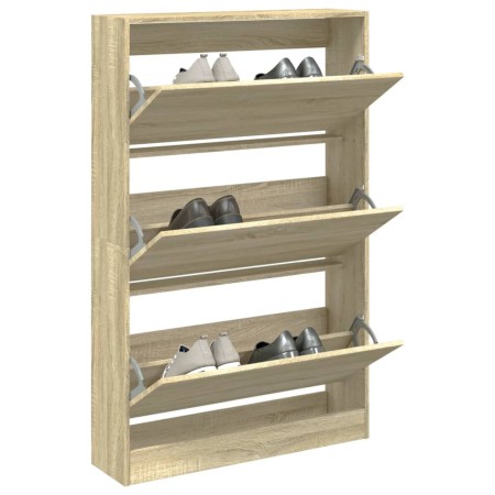 Zapatero de madera de ingeniería roble Sonoma 80x21x125,5 cm en Zapateros y organizadores de calzado | Comprar online en Foru.es